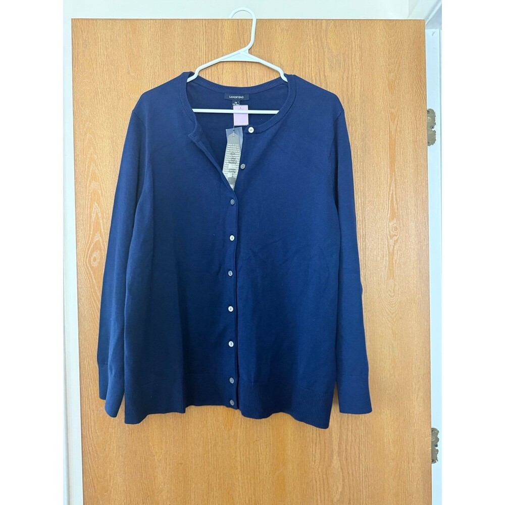 Lands End Womens Navy Blue Cardigan NWT sz 1X